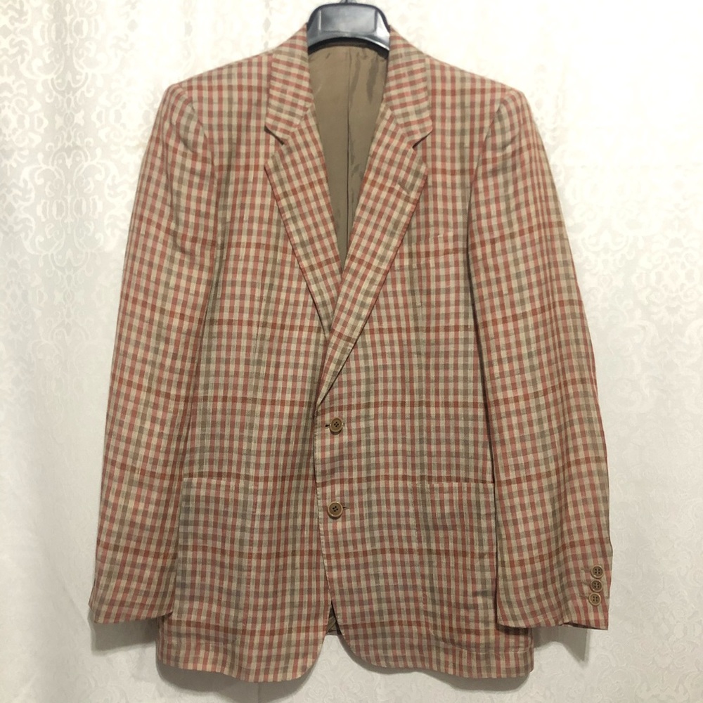 Corneliani Italian Linen Plaid Sport Coat 40R